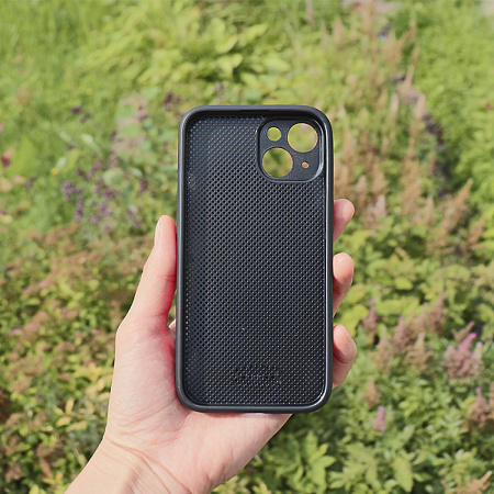 Чехол силиконовый для iPhone 14 (6.1), экокожа, DU DU, черный