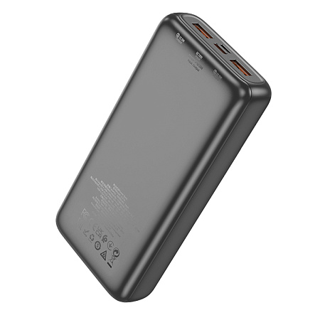 Универсальный Доп. Аккумулятор 20000mAh, J121A, HOCO, выход: 2 USB (22.5W)+1 PD (20W) с дисплеем, черный