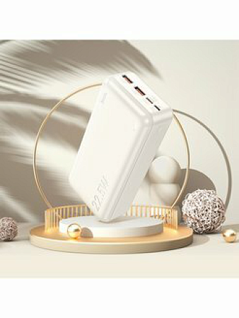 Универсальный Доп. Аккумулятор 30000mAh, J101B, HOCO, выход: 2 USB (22.5W)+1 PD (20W), белый