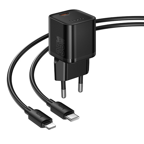 Сетевое зарядное устройство, 1 PD 35W (N66), HOCO, Type-C to Lightning, черный