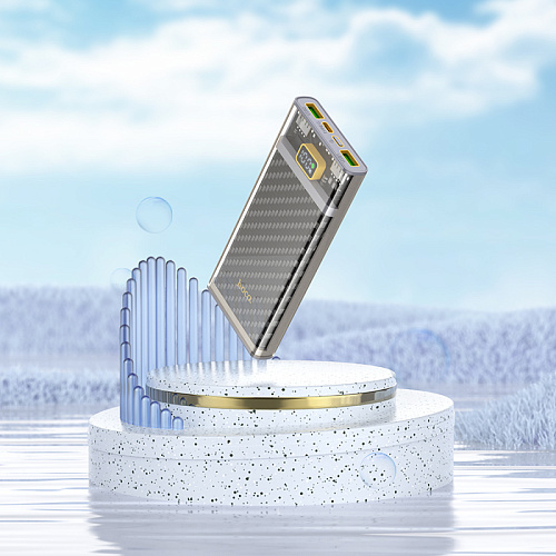 Универсальный Доп. Аккумулятор 10000mAh, J103, HOCO, выход: 2 USB (22.5W)+1 PD (20W), серый