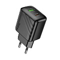 Сетевое зарядное устройство, 1 PD 20W + 1 USB 3.0 QC (CS25A), HOCO, черный