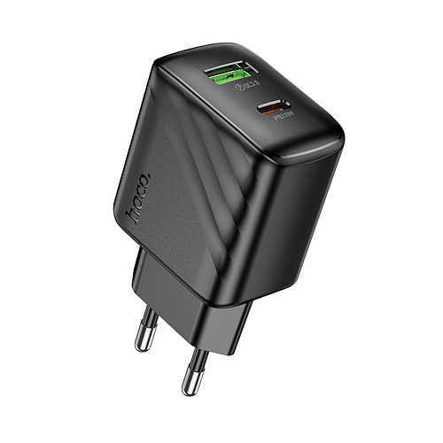 Сетевое зарядное устройство, 1 PD 20W + 1 USB 3.0 QC (CS25A), HOCO, черный