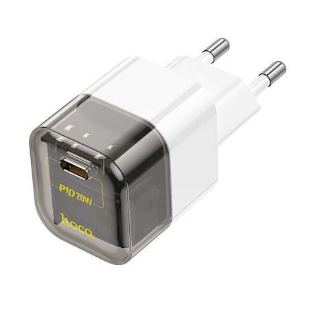 Сетевое зарядное устройство, 1 PD 20W (C125A), HOCO, прозрачный с черным