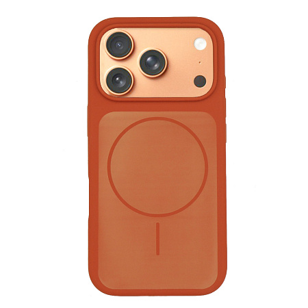 Чехол-накладка для iPhone 17 Pro Max, Silicon Case, магнитный (MagSafe), с дизайном, без лого, X-CASE, оранжевый