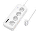 Сетевой фильтр на 4 розетки+3 USB+1 PD, 3 м, AC21, Sunlight, HOCO, белый