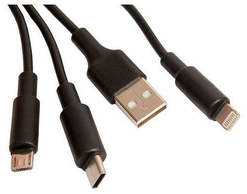 USB дата кабель Lightning+Micro+Type-C, X25, HOCO, черный