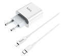 Сетевое зарядное устройство, 1 PD 20W + 1 USB 3.0 QC (C76A Plus), HOCO, Type-C to Lightning, белый