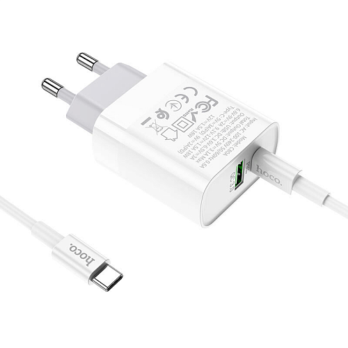   , 1 USB 3.0 QC+1 PD 20W (C80A), HOCO, Type-C to Lightning, 