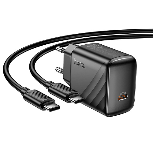 Сетевое зарядное устройство, 1 PD 25W (CS24A), HOCO, Type-C to Type-C, черный