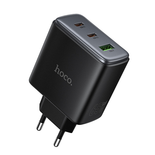 Сетевое зарядное устройство, 2 PD 65W + 1 USB 3.0 QC (C160A), HOCO, цвет черный