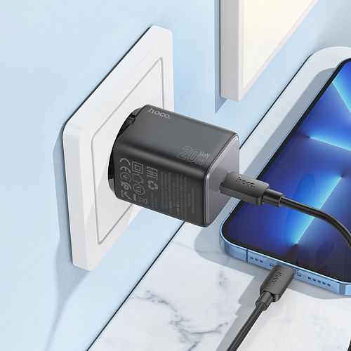Сетевое зарядное устройство, 1 PD 20W (N40), HOCO, черный