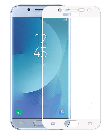 Защитное стекло на Samsung J530F, Galaxy J5 (2017), 3D, с загибом, белый, X-CASE