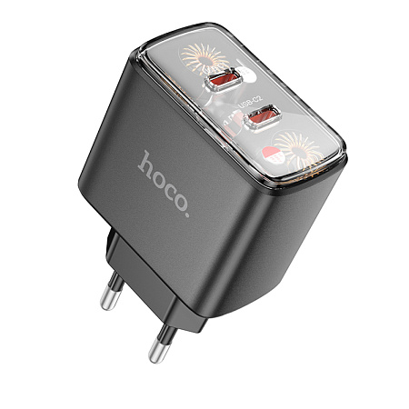Сетевое зарядное устройство, 2 PD 45W (CS43A), HOCO, черный