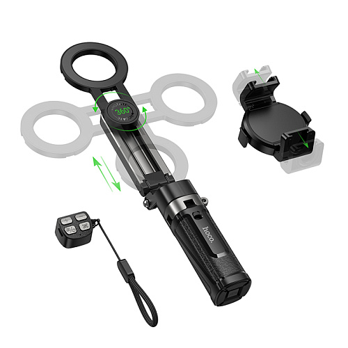 Селфи K27 Pro, HOCO, беспроводной трипод с пультом и магнитной фокусировкой, для телефонов 4.5-7.0 дюймов, черный