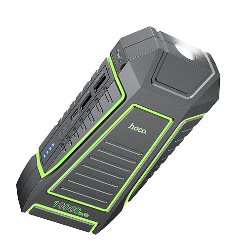 Универсальный Доп. Аккумулятор 10000mAh, QS1, HOCO, 12V(запуск двигателя авто)+2USB (5V/2A)+ фонарик, черный