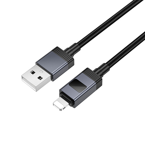 USB дата кабель Lightning, HOCO, X118, 1м, с дисплеем, черный