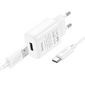 Сетевое зарядное устройство, 1 USB 2.4A (C134A), HOCO, Type-C, белый