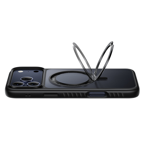 Чехол для iPhone 17 Pro, TPU + PC board, Магнитный (MagSafe), с подставкой, AS1, HOCO, черный