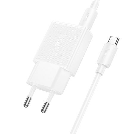 Сетевое зарядное устройство, 1 PD 20W + 1 USB 3.0 QC (N73), HOCO, Type-C to Type-C, белый
