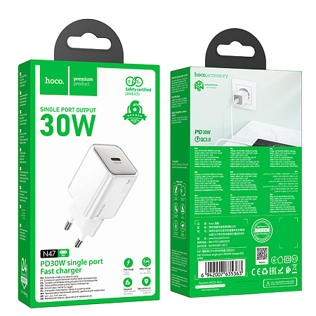 Сетевое зарядное устройство, 1 PD 30W (N47), HOCO, белый