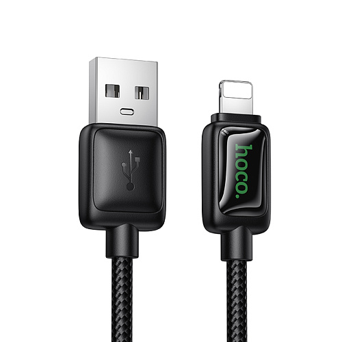 USB дата кабель Lightning, HOCO, U146, 1.2 метра, с дисплеем, цвет черный