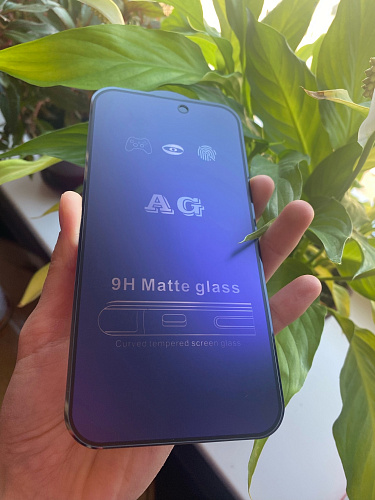 Защитное стекло на iPhone 15 Pro, Anti-blue ray матовый черный, X-CASE