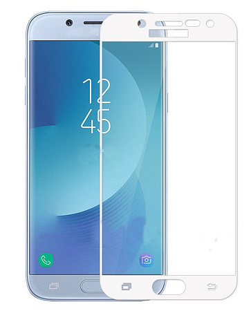 Защитное стекло на Samsung J330FN, Galaxy J3 (2017), 3D, с загибом, белый, X-CASE