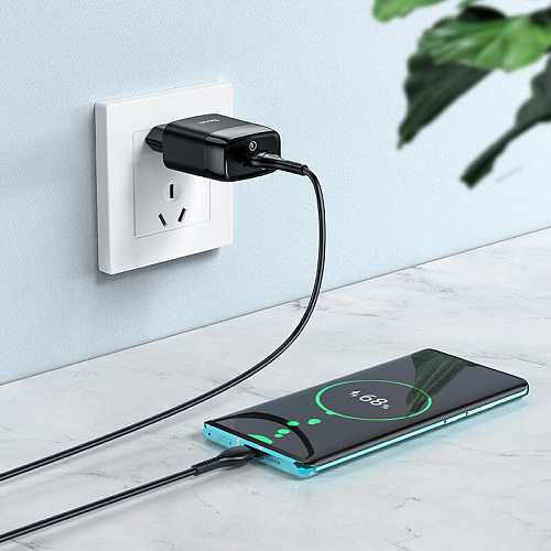 Сетевое зарядное устройство, 1 USB 3.0A (C72Q), HOCO, Type-C, черный