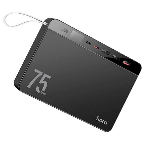 Универсальный Доп. Аккумулятор 75000mAh, J94, HOCO, выход: 2 USB+1 PD 20W, черный