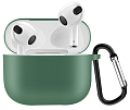 Чехол силиконовый для Airpods 3 case, X-CASE, зеленый лес, с карабином (Pine Needle green)