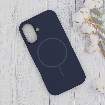 Чехол-накладка для iPhone 16, Silicon Case, магнитный (MagSafe), без лого, X-CASE, синий