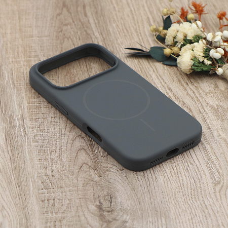 Чехол-накладка для iPhone 17 Pro, Silicon Case, магнитный (MagSafe), без лого, X-CASE, угольно-серый