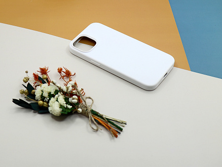 Чехол-накладка для iPhone 14, Silicon Case, без лого, белый