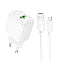 Сетевое зарядное устройство, 1 USB 3.0 QC (CS52A), HOCO, Micro, белый