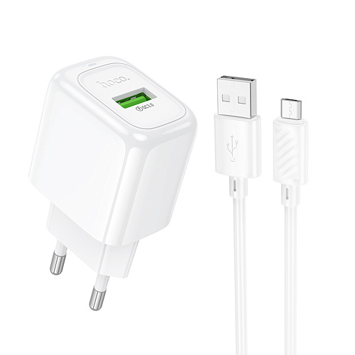 Сетевое зарядное устройство, 1 USB 3.0 QC (CS52A), HOCO, Micro, белый