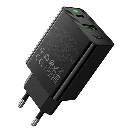 Сетевое зарядное устройство, 1 PD 20W + 1 USB 3.0 QC (CS94A), HOCO, черный