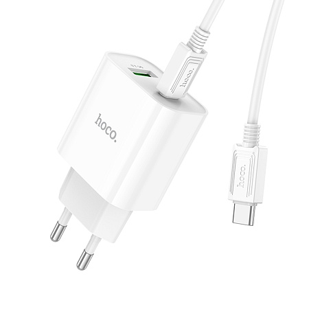 Сетевое зарядное устройство, 1 PD 20W + 1 USB 3.0 QC (C80A Plus), HOCO, Type-C to Type-C, белый