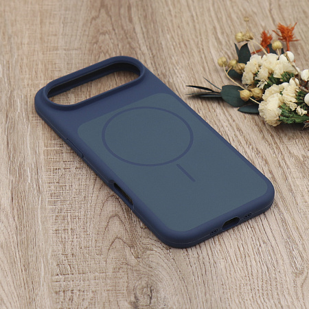 Чехол-накладка для iPhone 17 Air, Silicon Case, магнитный (MagSafe), с дизайном, без лого, X-CASE, синий