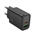 Сетевое зарядное устройство, 1 PD 30W + 1 USB 3.0 QC (N63), HOCO, черный