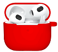 Чехол силиконовый для Airpods 3 case, X-CASE, красный с карабином