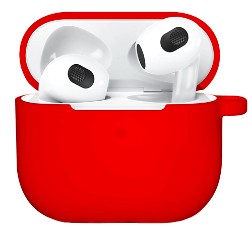 Чехол силиконовый для Airpods 3 case, X-CASE, красный с карабином