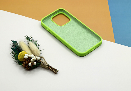 Чехол-накладка для iPhone 14 Pro, Silicon Case, без лого, зеленый