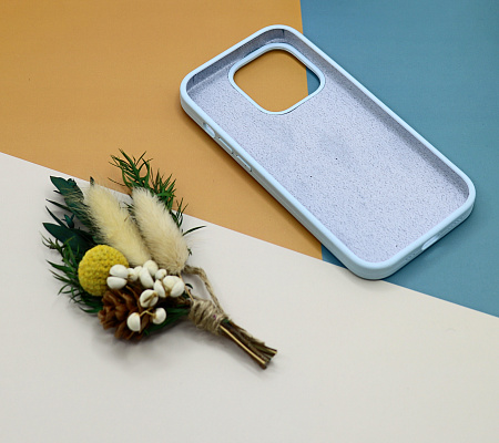 Чехол-накладка для iPhone 14 Pro, Silicon Case, без лого, небесно-голубой