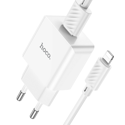 Сетевое зарядное устройство, 1 USB 2.1A (C106A), HOCO, Lightning, белый