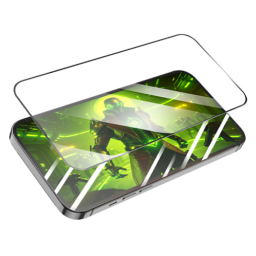 Защитное стекло на iPhone 13 (6.1)/13 Pro/14/16e, G777, HOCO, anti-static, черное