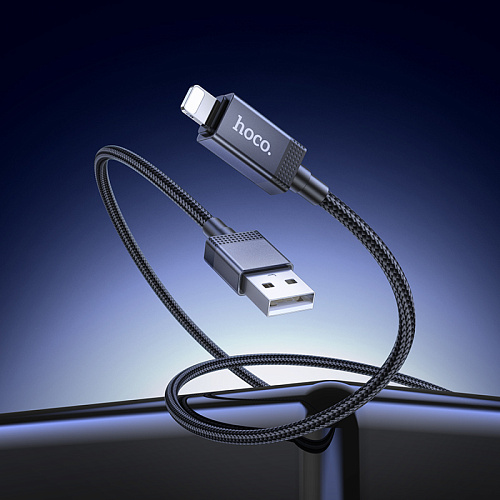 USB дата кабель Lightning, HOCO, X118, 1м, с дисплеем, черный