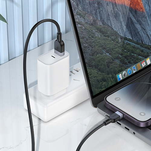 USB дата кабель Lightning, HOCO, X109, 2м, силиконовый, черный