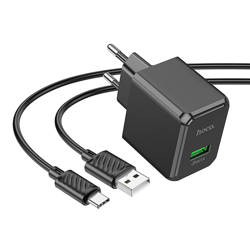 Сетевое зарядное устройство, 1 USB 3.0 QC 18W (CS12A), HOCO, Type-C, черный