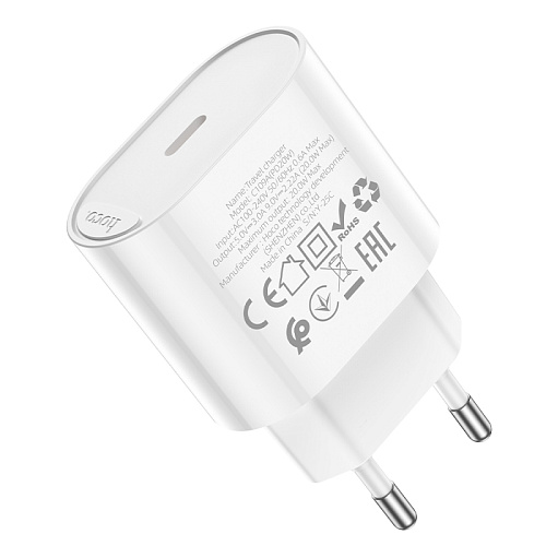 Сетевое зарядное устройство, 1 PD 20W (C109A), HOCO, цвет белый